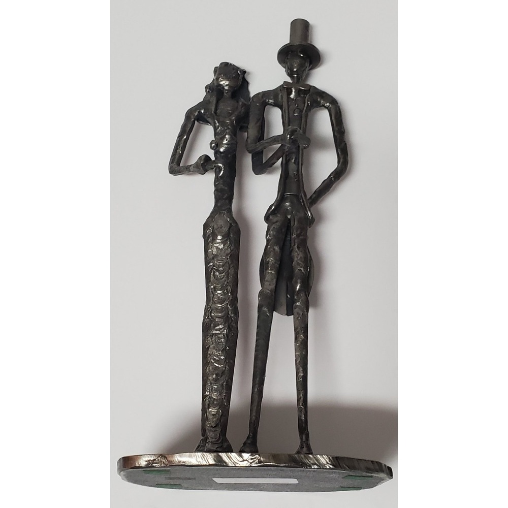 John McPhail Wedding Sculpture Scotland Metal Bride & Groom Top Hat Veil Flowers - Picture 5 of 9